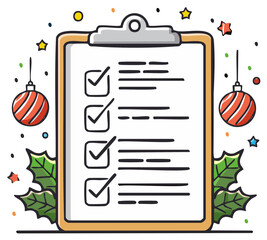 Christmas To Do List with Checkmarks and Holiday Decorations