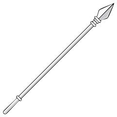 Illustration of a Medieval Spear or Javelin Weapon on a Plain Background