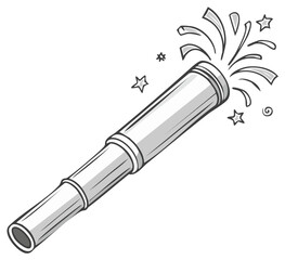 Telescope with Exploding Confetti and Stars Illustration