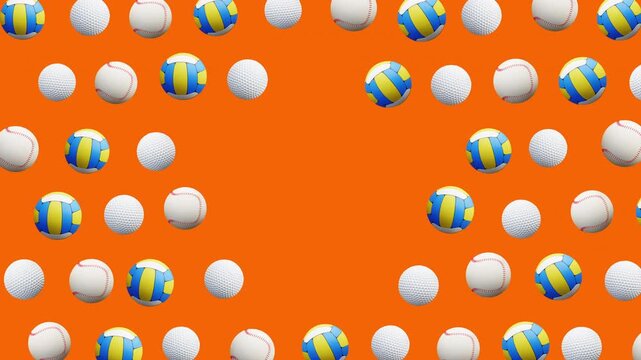 Sport animation pattern balls seamless loop sports equipment background suitable for sports event branding, children's game animations, or dynamic athletic themes