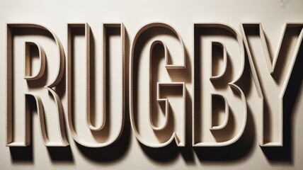 Textured rugby word art with dramatic shadows