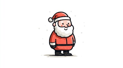 Cute flat line art of Santa Claus standing in a snowy scene, perfect for holiday projects and decorations