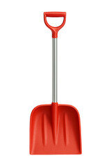 Red Snow Shovel with Metal Handle Winter Cleanup Tool 3D
