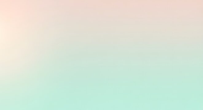 Minimalist abstract background featuring a soft and dreamy gradient blur from a warm pastel peach to a cool, serene mint green