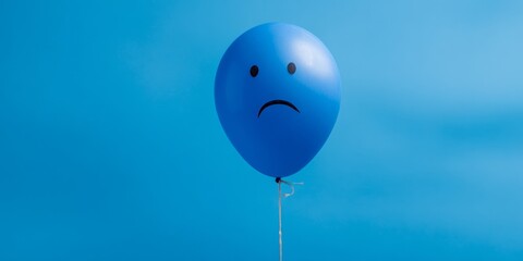 Feeling Blue: Sad balloon against a vibrant azure backdrop.