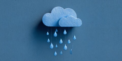 Blue Cloudburst: Serene Storm of Crafted Raindrops