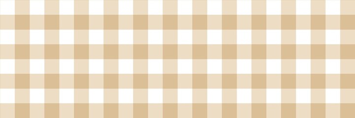 Beige gingham plaid pattern for cozy backgrounds, rustic tablecloths, or warm fabric designs, with classic checked lines in a seamless horizontal and vertical grid. Beige woven tartan checkered grid.