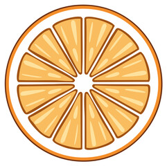 Stylized Orange Fruit Slice with Segments for Juice or Ingredient Use