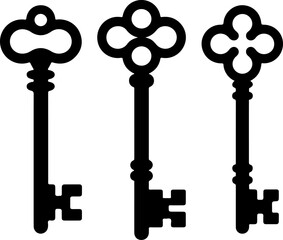 old vintage antique key silhouette vector illustration