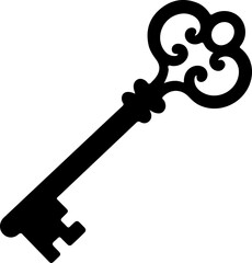 old vintage antique key silhouette vector illustration