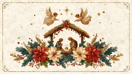 Christmas Nativity Scene With Angels