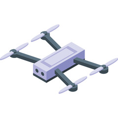 Pixel Art Quadcopter Drone With Four Propellers In Isometric View On A White Background