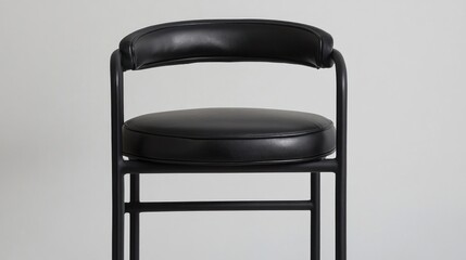 Black metal bar stool with cushioned seat