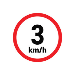 Speed limit sign 3 km h icon vector design illustration