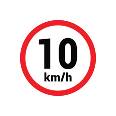 Speed limit sign 10 km h icon vector design illustration