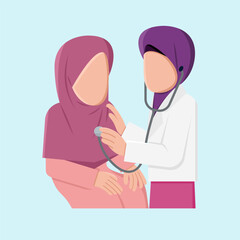 Obraz premium Muslim Doctor Examining Patient With Stethoscope