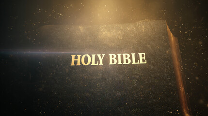 Sacred Words, Timeless Light: The venerable Holy Bible, bathed in ethereal light, its golden lettering whispering tales of faith and wisdom. A symbol of enduring spirituality, tradition, and guidance.