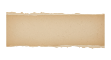 Blank torn brown paper texture banner with ragged edges for text message or copy space isolated PNG with Transparent Background