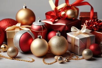 Composition with Christmas balls lipsticks