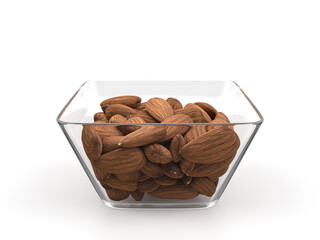 Glass bowl with almonds