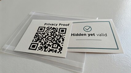Privacy Proof Concept with QR Code and Hidden Validity Mark in a Transparent Sleeve for Secure Identification and Verification