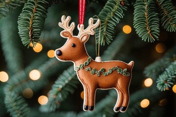 Charming closeup of a handcrafted reindeer