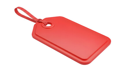Fototapeta premium A plain red tag with a loop and string, isolated on transparent background