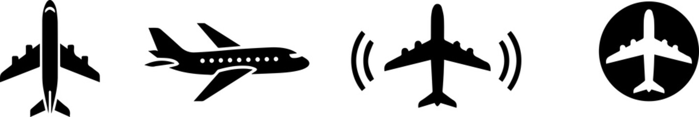 Airplane Icons Set PNG – Aviation, Travel, and Flight Symbol Collection