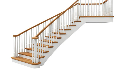 Elegant Wooden and White Staircase with Banister on Transparent Background stairs isolated on a transparent background