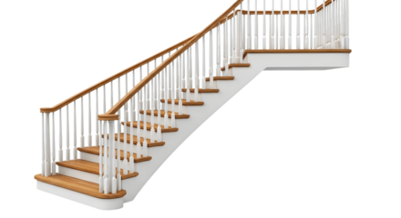 Elegant Wooden and White Staircase with Banister on Transparent Background stairs isolated on a transparent background