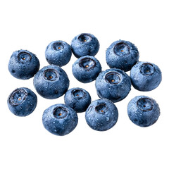 A close-up view of a vibrant group of fresh ripe blueberries detailed texture macro food photography