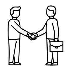 Fototapeta premium Business Woman and Man Handshake Outline PNG – Professional Partnership Silhouette Drawing