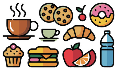 Flat Design Food and Drink Icons Set