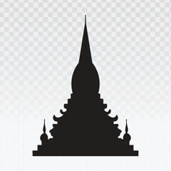 Silhouette of a Buddhist stupa or temple pagoda in black. This clean vector icon represents Asian architecture, culture, spirituality, and travel, ideal for branding and graphic design.