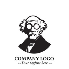 Intelligent Head of Professor Logo Symbol in Black on White Background with Modern Minimalist Design