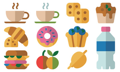 Flat Design Food and Drink Icons Set