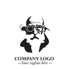 Intelligent Head of Professor Logo Symbol in Black on White Background with Modern Minimalist Design