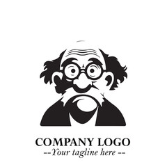 Intelligent Head of Professor Logo Symbol in Black on White Background with Modern Minimalist Design