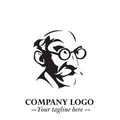 Intelligent Head of Professor Logo Symbol in Black on White Background with Modern Minimalist Design