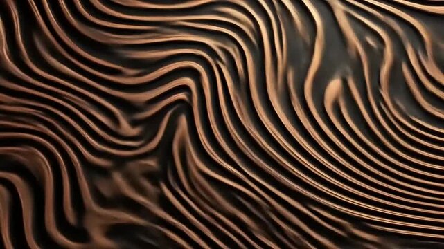 A textured surface with flowing, wave-like patterns in bronze and dark brown hues