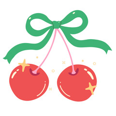 Cherries with Ribbon Illustration