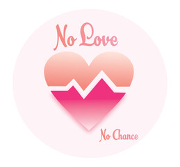 Render 3d heart no love no chance. Vector illustration.