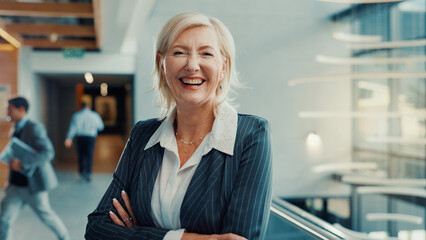 Portrait, woman or attorney in office with arms crossed for legal aid, labour law rights or advice....