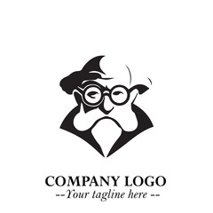 Intelligent Head of Professor Logo Symbol in Black on White Background with Modern Minimalist Design