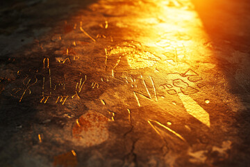 An ancient petroglyph site glowing in the warm morning light, whispering stories of the past