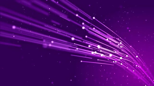 Abstract background with animation moving of lines for fiber optic network  Magic flickering dots