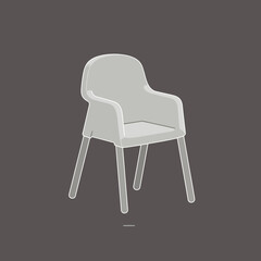 A simple modern white plastic chair with four legs.