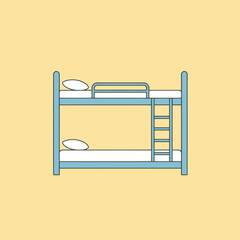 Bunk bed illustration showing two beds stacked on top of each other for sleeping.