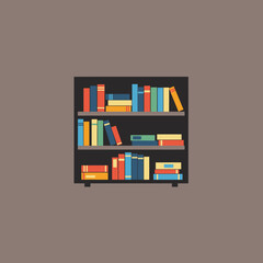 Bookshelf filled with colorful books, a symbol of knowledge and learning.