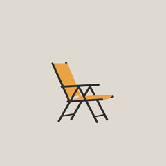 Isolated Yellow Folding Chair Illustration on Neutral Background.